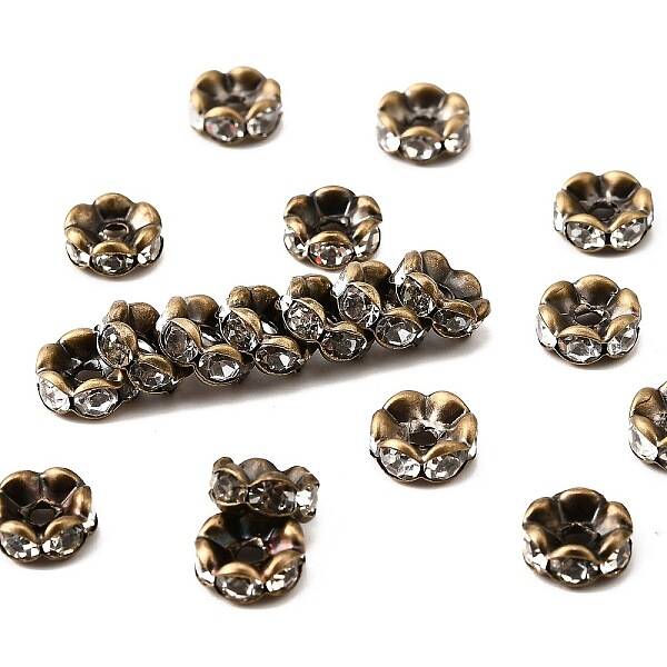 Brass Rhinestone Spacer Beads