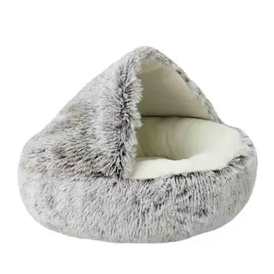Calming Dog Beds & Cat Cave Bed with Hooded Cover,Removable Washable Round Beds for Small Medium Pets,Anti-Slip Faux Fur Fluf...
