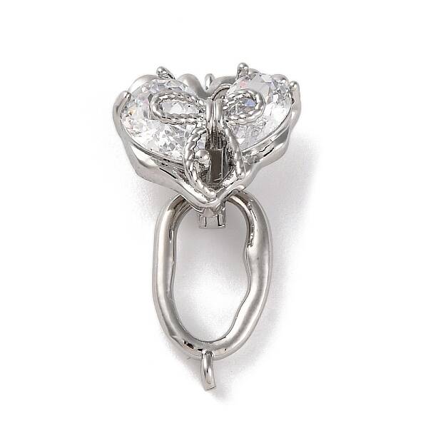Brass Micro Pave Clear Cubic Zirconia Fold Over Clasps