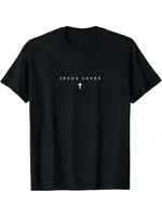 Jesus Saves Cross Subtle Christian Minimal Religious Faith T-Shirt Casual Cotton