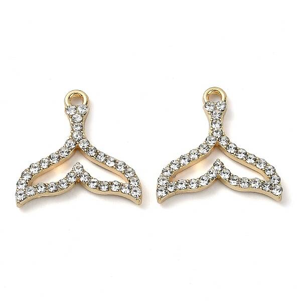 Golden Rack Plating Alloy Rhinestone Pendants