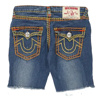 Billy Super T True Religion Contrast Stitch Denim Shorts - 32W UK 10 Blue Cotton