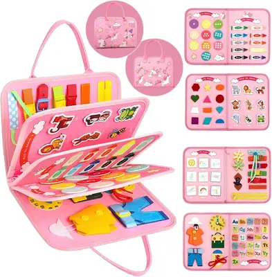 Halloween Fall Gifts Montessori Busy Book for Toddlers 1-4, Felt Sensory Activity Board with 8 Pages and Clips for Fine Motor...