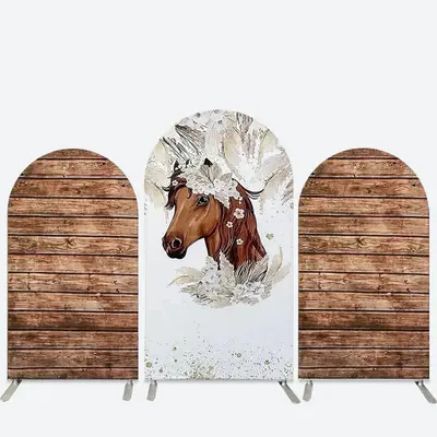 Aperturee Horse Boho Floral Wooden Arch Backdrop Kit For Wedding | Diy Chiara Backdrop Cover | Diy Round Arch Backdrop | Chia...
