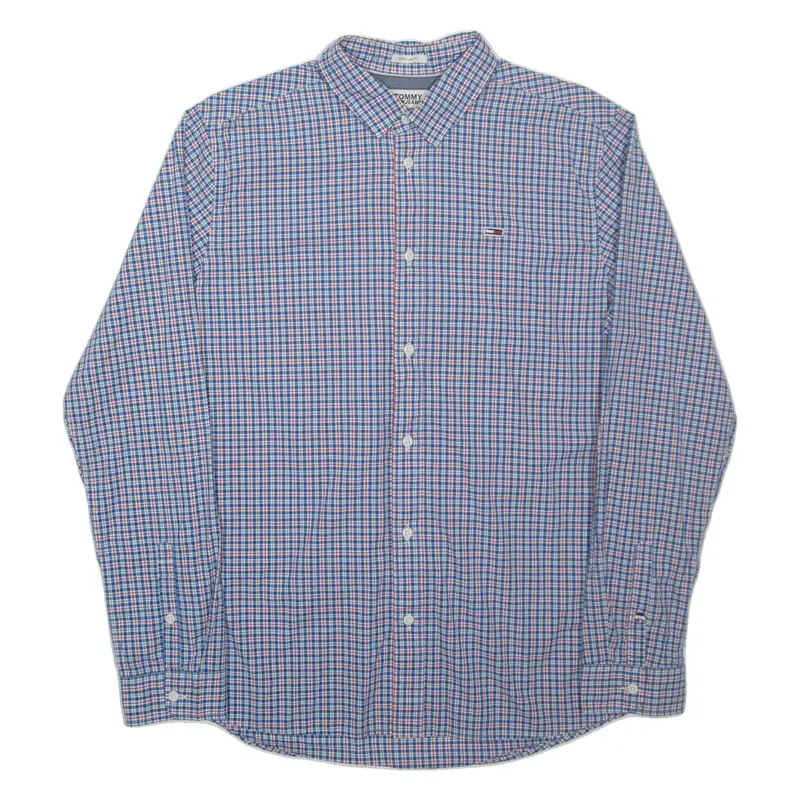 TOMMY HILFIGER Mens Shirt Blue Check Long Sleeve M