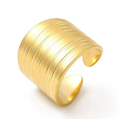 Ion Plating(IP) 304 Stainless Steel Textured Wide Open Cuff Ring for Women