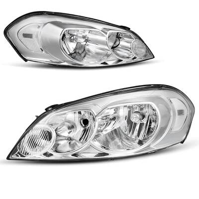 YITAMOTOR® 06-13 Chevy Impala / 06 07 Monte Carlo Headlights Assembly Chrome Housing Clear Reflector