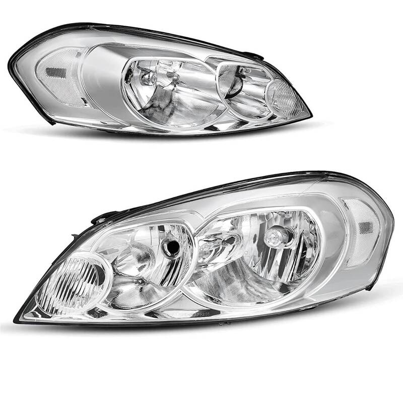 YITAMOTOR® 06-13 Chevy Impala / 06 07 Monte Carlo Headlights Assembly Chrome Housing Clear Reflector