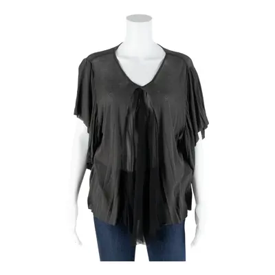 KOLOR Butterfly Sleeve Mesh Front Top Grey V-Neck Short Sleeve Womens XL