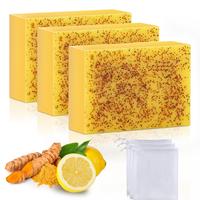 1/3pcs Kojic Acid Soap, Natural Lemon Turmeric Soap Bar with Vitamin C for Dry Sensitive Skin, Turmeric Soap for Face, Body a...