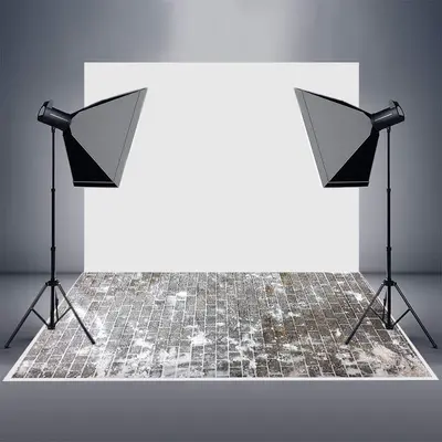 Aperturee Winter Snowy Brick Texture Rubber Floor Backdrop - Aperturee