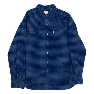 LEVI'S Mens Shirt Blue Gingham Long Sleeve L