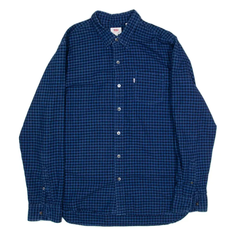 LEVI'S Mens Shirt Blue Gingham Long Sleeve L