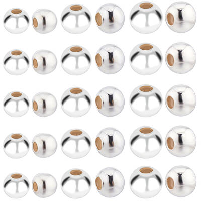 60Pcs 3 Styles 925 Sterling Silver Beads