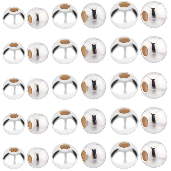 60Pcs 3 Styles 925 Sterling Silver Beads