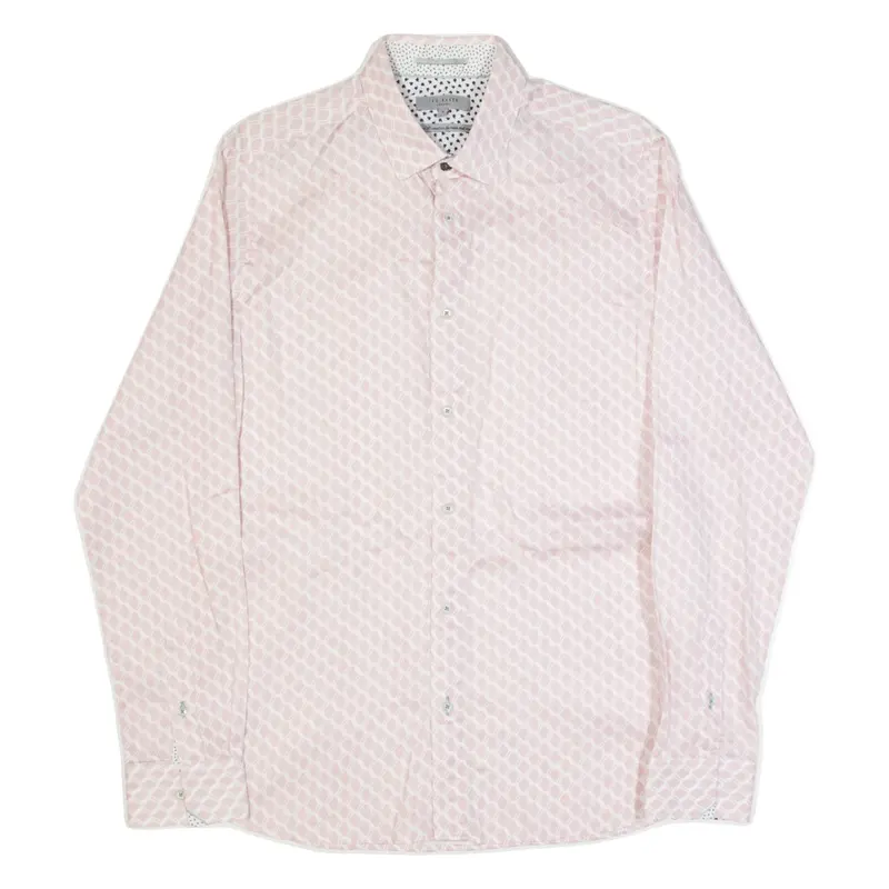 TED BAKER Mens Shirt Pink Crazy Pattern Long Sleeve M