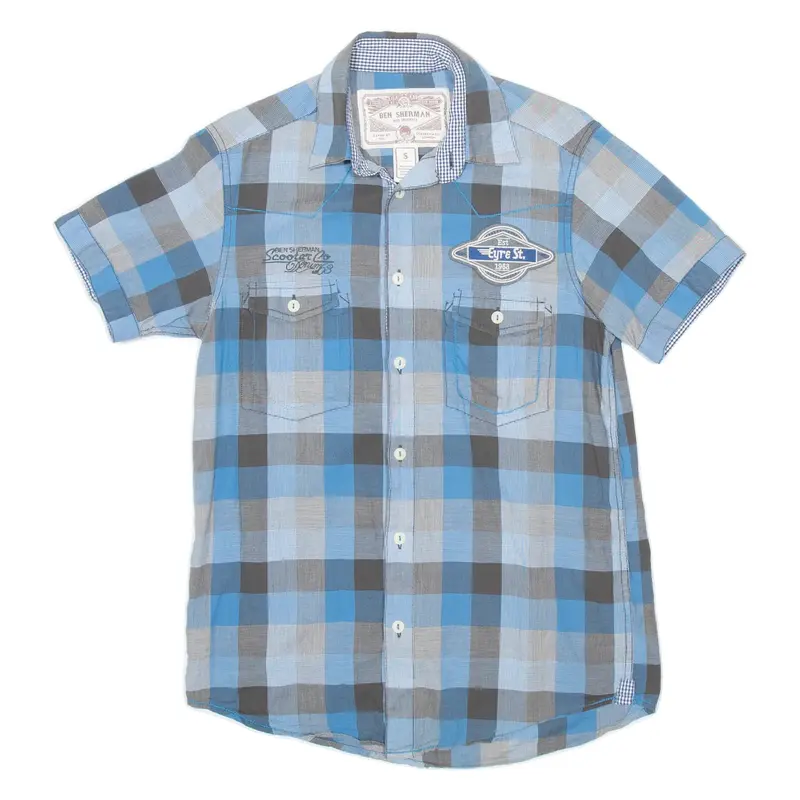 BEN SHERMAN Mens Shirt Blue Check S