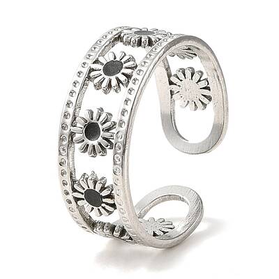304 Stainless Steel Enamel Open Cuff Rings for Women