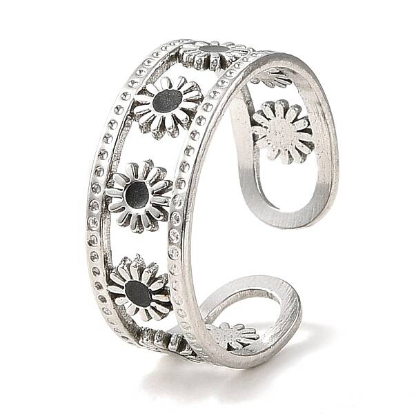 304 Stainless Steel Enamel Open Cuff Rings for Women