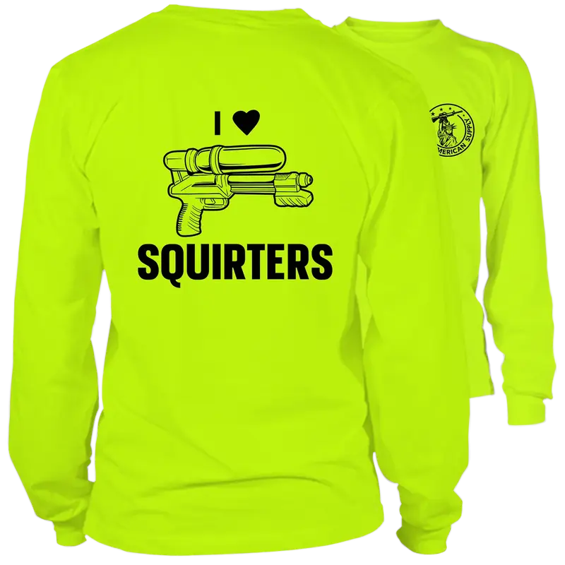 I Love Squirters - Long Sleeve Safety Yellow Hi-Vis