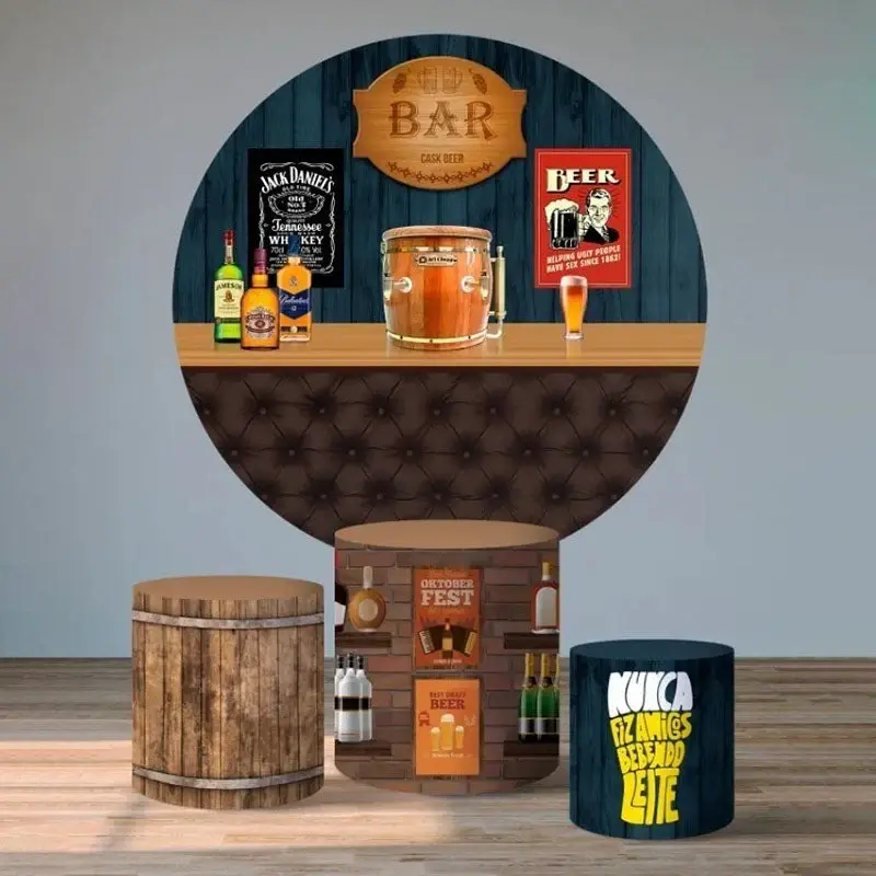 Aperturee Dark Blue Wood Backdrop Kit For Birthday Party Bar | Circle Party Backdrop | Circle Backdrops For Birthday | Round ...