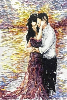 Love Couple Romantic Painting Abstract Canvas Large Original Oil Paintings Abstract Wall Art Hand Painting Artwork | LOVING C...