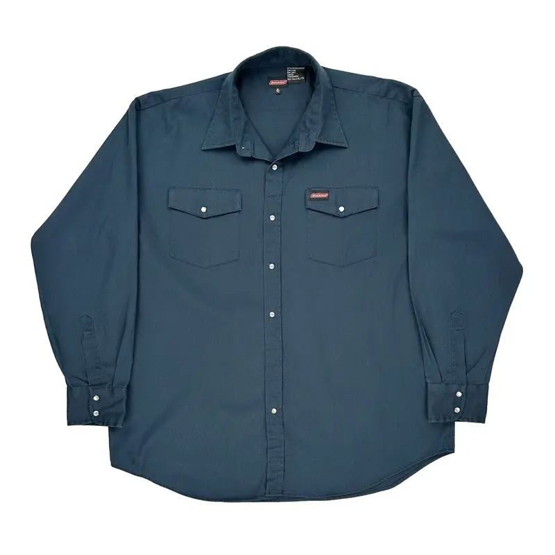 Dickies Shirt - XL Blue Polyester Blend