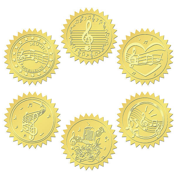 6 Patterns Aluminium-foil Paper Adhesive Embossed Stickers