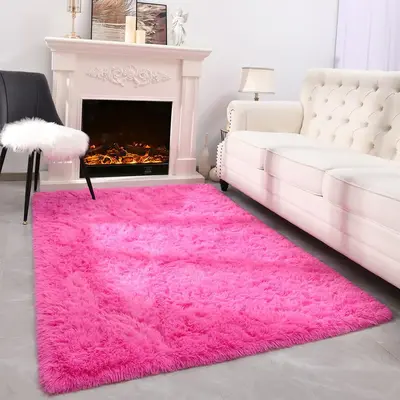 Plush Fluffy Decorative Carpet, 1 Count Comfortable Soft Floor Rug, Anti-slip Indoor Mat for Living Room Bedroom