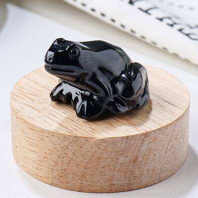 Natural Obsidian Carved Healing Frog Figurines