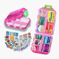 Portable Pill Storage Box, Travel Pill Organizer Box with 147 Brand Labels/stickers, 10-grid Mini Pill Container, Pocket Size...