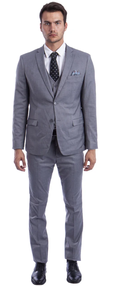 Sean Alexander Men's 3 Piece Skinny Fit Suit  Notch Lapel with Tailored Fit