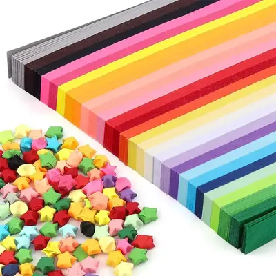 Multicolor Origami Paper Strips (1080pcs/set), Double-sided Origami Paper Strips, DIY Decorative Origami Paper Strip for Maki...