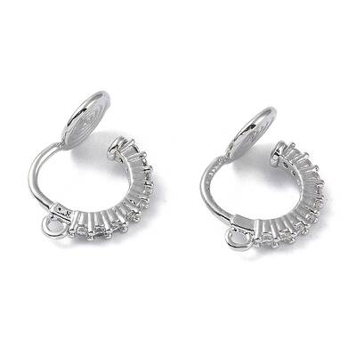 Brass with Cubic Zirconia Cuff Earrings Findings