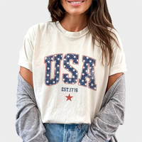 Comfort Colors Retro Star USA Graphic Shirt, Vintage USA Tee, Est.1776, 4th of July Shirt, Patriotic USA Tshirt, Independence...