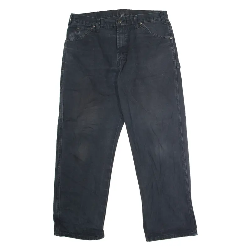 DICKIES Workwear Carpenter Mens Canvas Trousers Black Regular Straight W36 L30