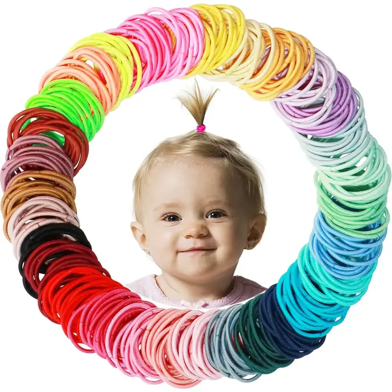 200PCS Small Hair Ties,No Crease Baby Hair Ties,Elastic Hair Ponytail Holder Hair Accessories for Baby Girls Infants Toddlers...