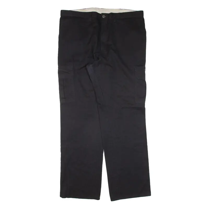 DICKIES Cargo Workwear Mens Trousers Black Loose Straight W42 L34