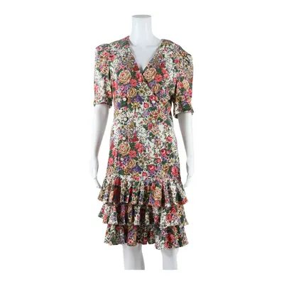 ALL THAT JAZZY Womens Day Dress Green Floral Short Sleeve Knee Length M