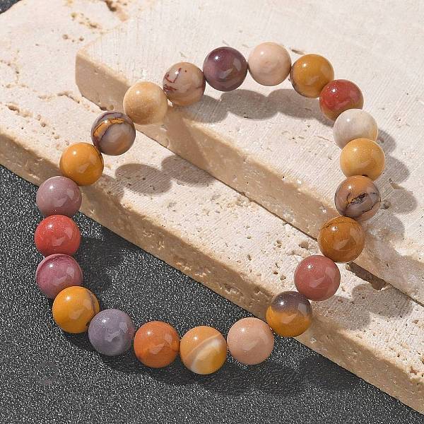 Natural Mookaite Beaded Stretch Bracelets