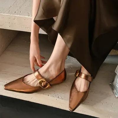 CHIKO Banks Pointy Toe Block Heels Mary Jane Shoes