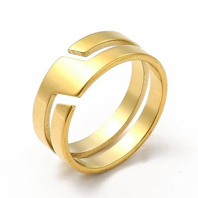 Ion Plating(IP) 304 Stainless Steel Cuff Ring for Women