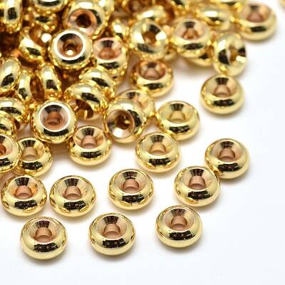 Rack Plating Brass Flat Round Spacer Beads