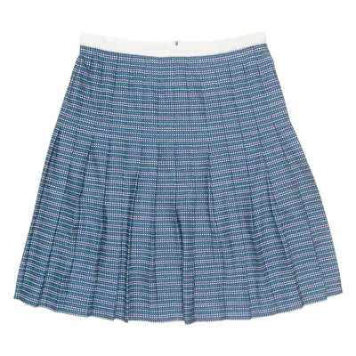 Womens Pleated Skirt Blue Knee Length L