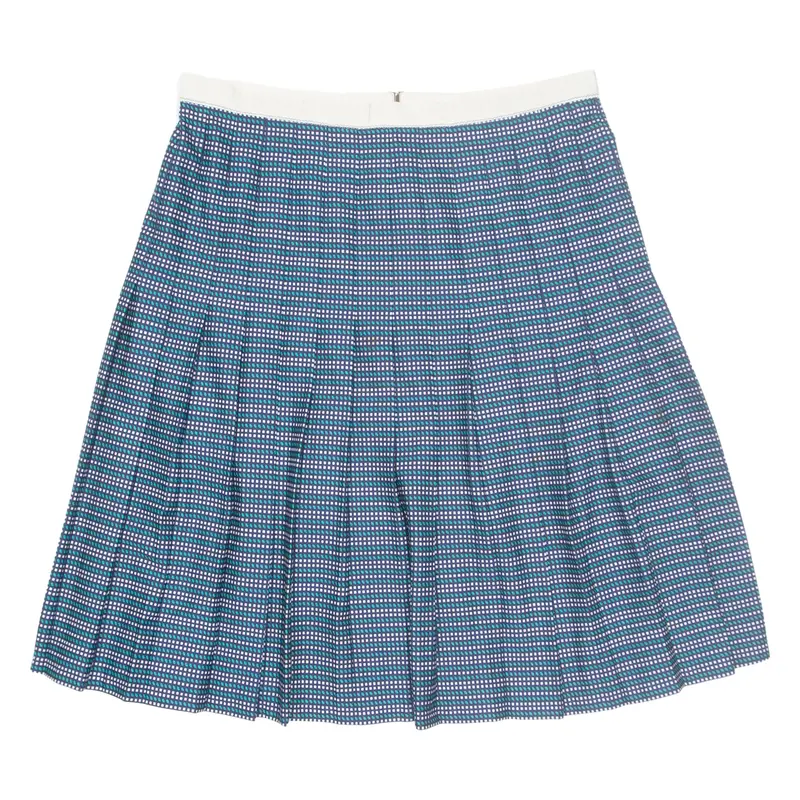 Womens Pleated Skirt Blue Knee Length L