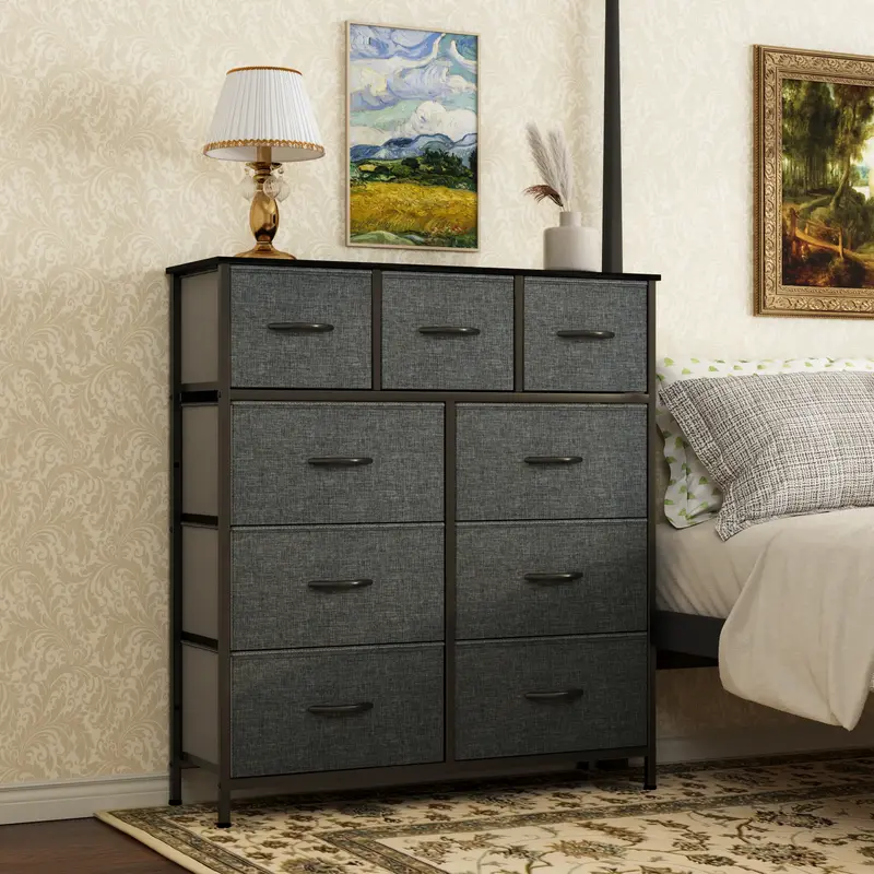 YITAHOME 9 Drawers Dresser, Dresser for Bedroom, Fabric Storage Tower, Tall Chest Organizer Unit for Living Room, Entryway wi...