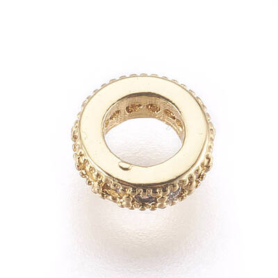 Brass Micro Pave Cubic Zirconia Beads