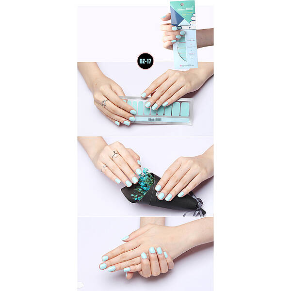 Glitter Solid Color Nail Polish Strips Stickers