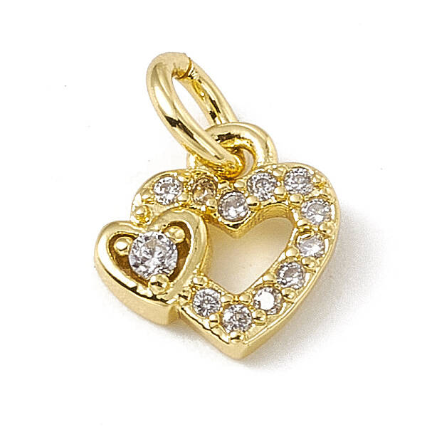 Brass Micro Pave Clear Cubic Zirconia Charms