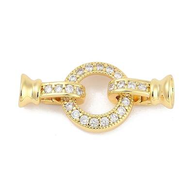 Brass Micro Pave Clear Cubic Zirconia Fold Over Clasps